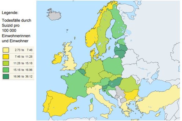 suizid schweiz europa daten von 2013