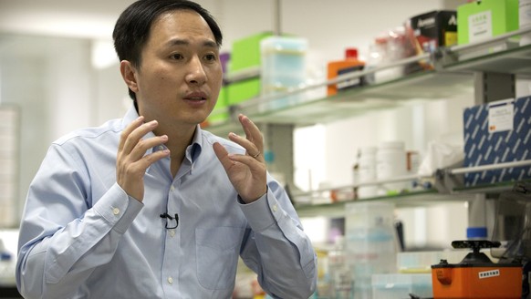 In this Oct. 10, 2018 photo, He Jiankui speaks during an interview at a laboratory in Shenzhen in southern China&#039;s Guangdong province. Chinese scientist He claims he helped make world&#039;s firs ...