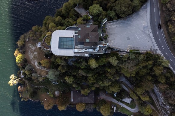 Aerial view of Capo San Martino, a prestigious building overlooking Lake Ceresio, now in a state of neglect but with a redevelopment project by architect and FC Sion president Christian Constantin, in ...