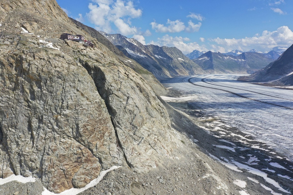 Konkordiahütte am Grossen Aletschgletscher Aletsch Gletscher