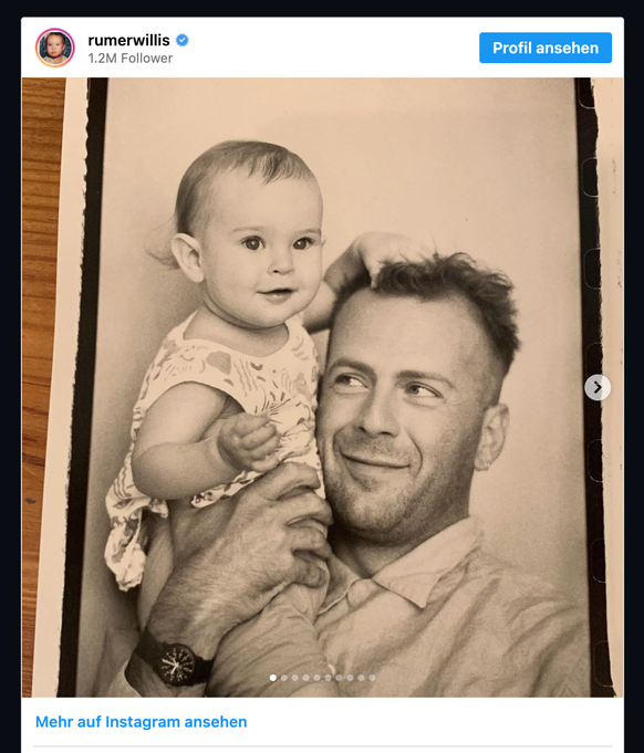 Bruce Willis mit Tochter. Screenshot: Instagram