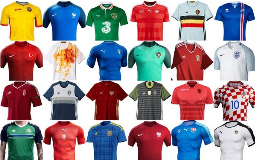 Die 48 Heim- und Auswärtstrikots aller Teams der EM 2016