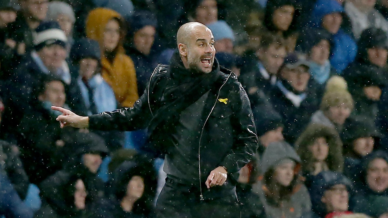 epa06413868 Manchester City&#039;s manager Pep Guardiola during the English premier league soccer match between Manchester City and Watford at the Etihad Stadium in Manchester, Britain, 02 January 201 ...