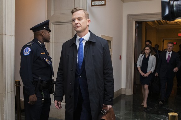 David Holmes, a U.S. diplomat in Ukraine, testify before the House Intelligence Committee on Capitol Hill in Washington, Thursday, Nov. 21, 2019, during a public impeachment hearing of President Donal ...