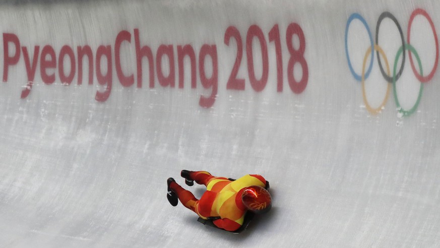 epa06502085 Ander Mirambell of Spain in action during Menn&#039;s Skeleton training at the Olympic Sliding Centre during the PyeongChang 2018 Olympic Games, South Korea, 07 February 2018. EPA/JEON HEO ...