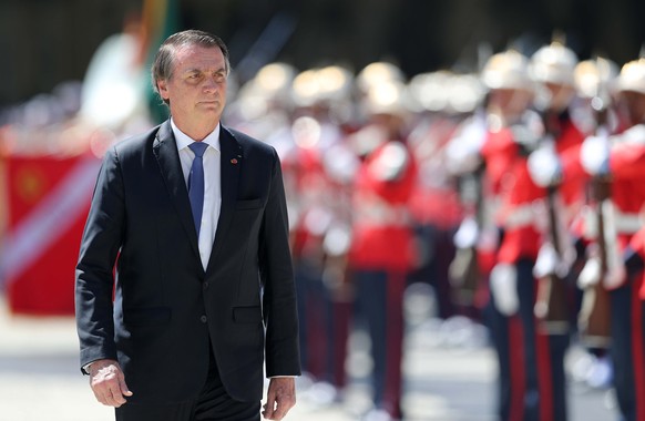 epa07420288 Brazilian President Jair Bolsonaro participates in the 221 years commemoration ceremony of the Naval Fusiliers Corps of the Navy of Brazil, in Rio de Janeiro, Brazil, 07 March 2019. EPA/AN ...
