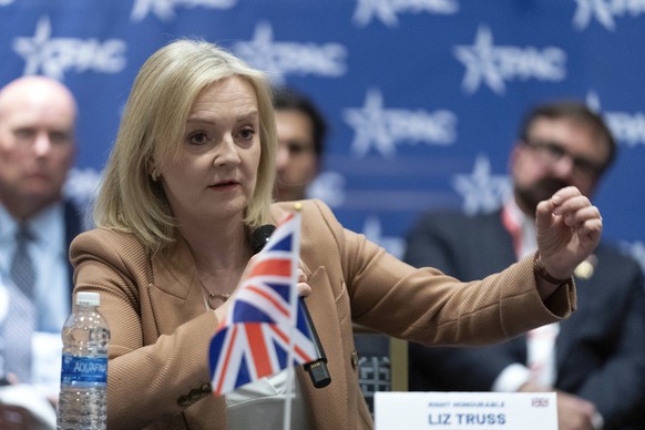 Former British Prime Minister Liz Truss speaks during the Conservative Political Action Conference at the National Harbor, Wednesday, Feb. 21, 2024. in Oxon Hill, Md. (AP Photo/Jose Luis Magana)
Liz T ...