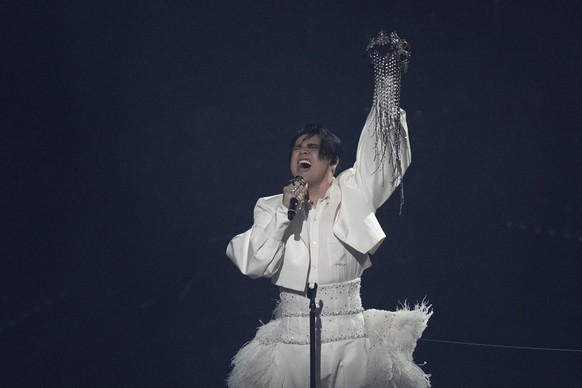 Sheldon Riley from Australia singing &#039;Not The Same&#039; performs during the second semi final at the Eurovision Song Contest in Turin, Italy, Thursday, May 12, 2022. (AP Photo/Luca Bruno)