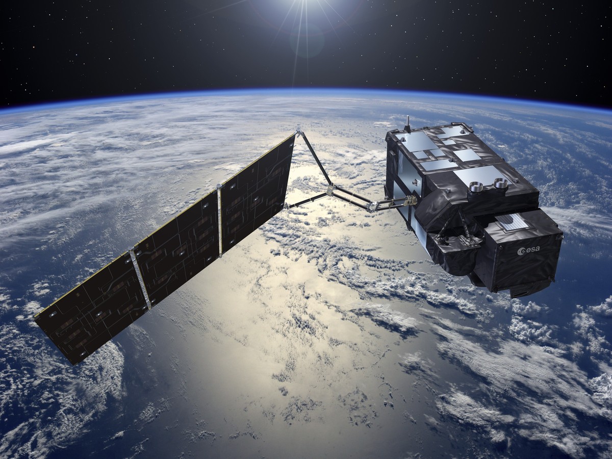 Sentinel-3A bei seiner Arbeit.