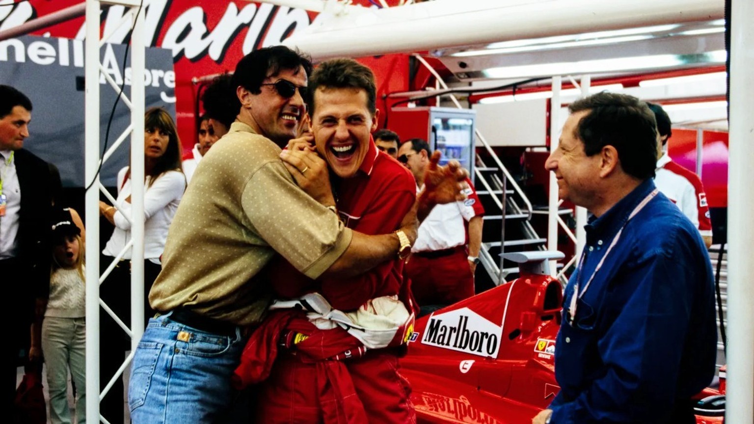 Sylvester Stallone mit Michael Schumacher, 1998