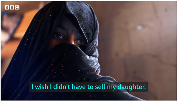 Diese Afghanin erzählt einem Fernsehteam der BBC, warum sie ihre Tochter verkaufen musste.