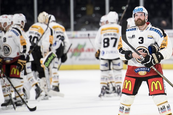 Julien Vauclair von Lugano reagiert im fuenften Playoff-Viertelfinalspiel der National League A zwischen den ZSC Lions und dem HC Lugano am Dienstag, 14. Maerz 2017, im Hallenstadion in Zuerich. (KEYS ...