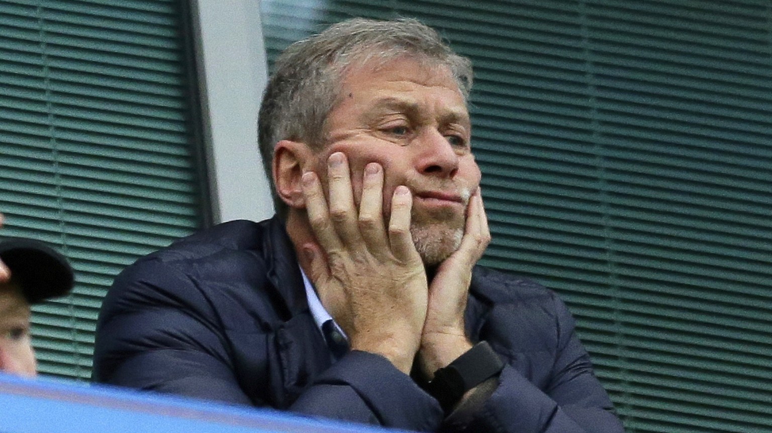 FILE - Chelsea soccer club owner Roman Abramovich sits in his box before their English Premier League soccer match against Sunderland at Stamford Bridge stadium in London, Dec. 19, 2015. Chelsea owner ...