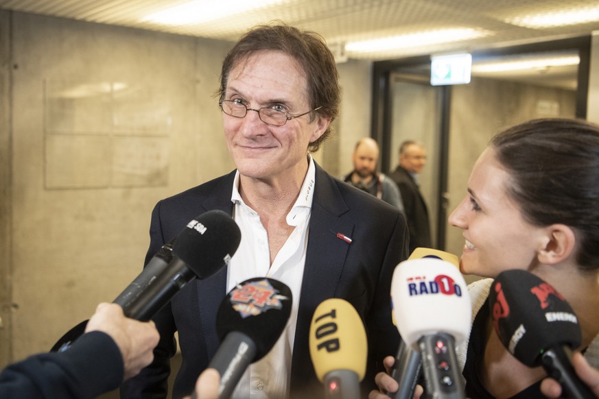 Der neue Trainer der ZSC Lions Arno Del Curto spricht an einer Medienkonferenz, aufgenommen am Montag, 14. Januar 2019, im Zuercher Hallenstadion. (KEYSTONE/Ennio Leanza)