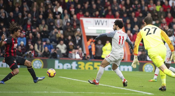 Mo Salah mit seinem dritten Tor gegen Bournemouth.