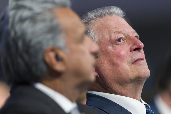 epa08145106 Former US Vice President Al Gore attends the opening session of the WEF, in Davos, Switzerland, 20 January 2020. The meeting brings together entrepreneurs, scientists, corporate and politi ...
