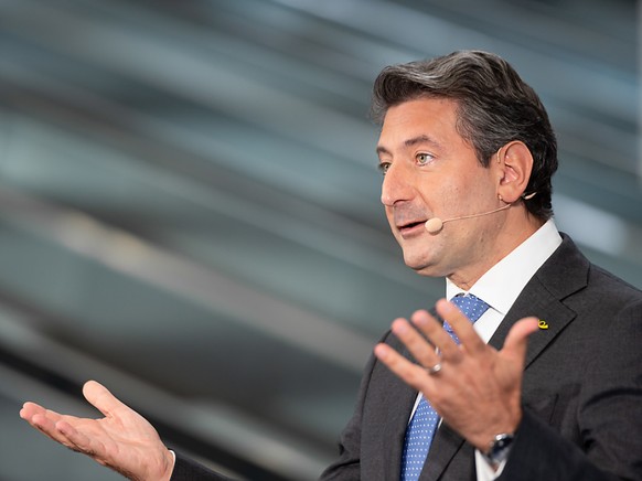 Roberto Cirillo, CEO der Schweizerischen Post, spricht während einer Medienkonferenz, am Donnerstag, 22. August 2019 in Cadenazzo im Tessin. (KEYSTONE/Ti-Press/Elia Bianchi)