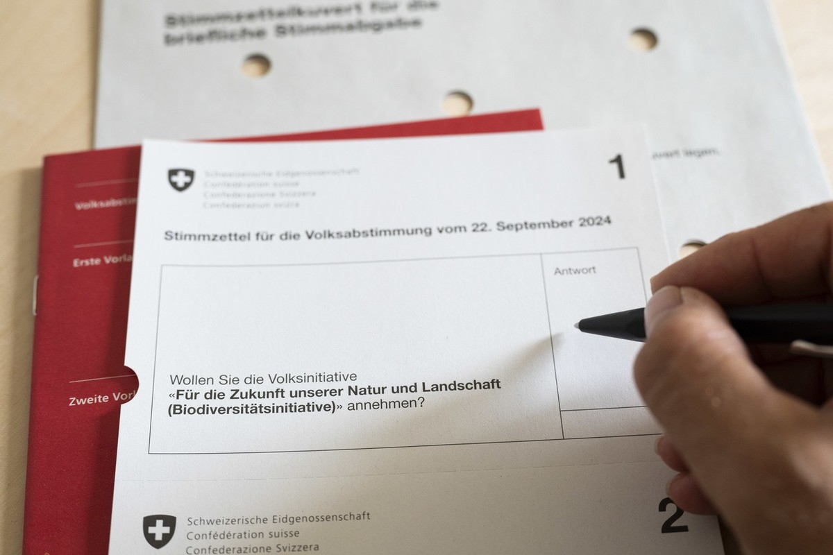 [Symbolbild/Gestellte Aufnahme] Der Stimmzettel der Volksinitiative Fuer die Zukunft unserer Natur und Landschaft (Biodiversitaetsinitiative), anlaesslich der Eidgenoessischen Volksabstimmung vom 22.  ...