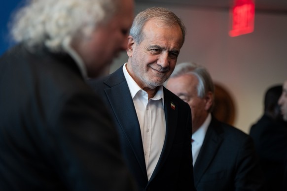 FILE - Masoud Pezeshkian, the President of Iran, attends the United Nations General Assembly at United Nations headquarters, on Sept. 25, 2025. (AP Photo/Angelina Katsanis, File)
Masoud Pezeshkian