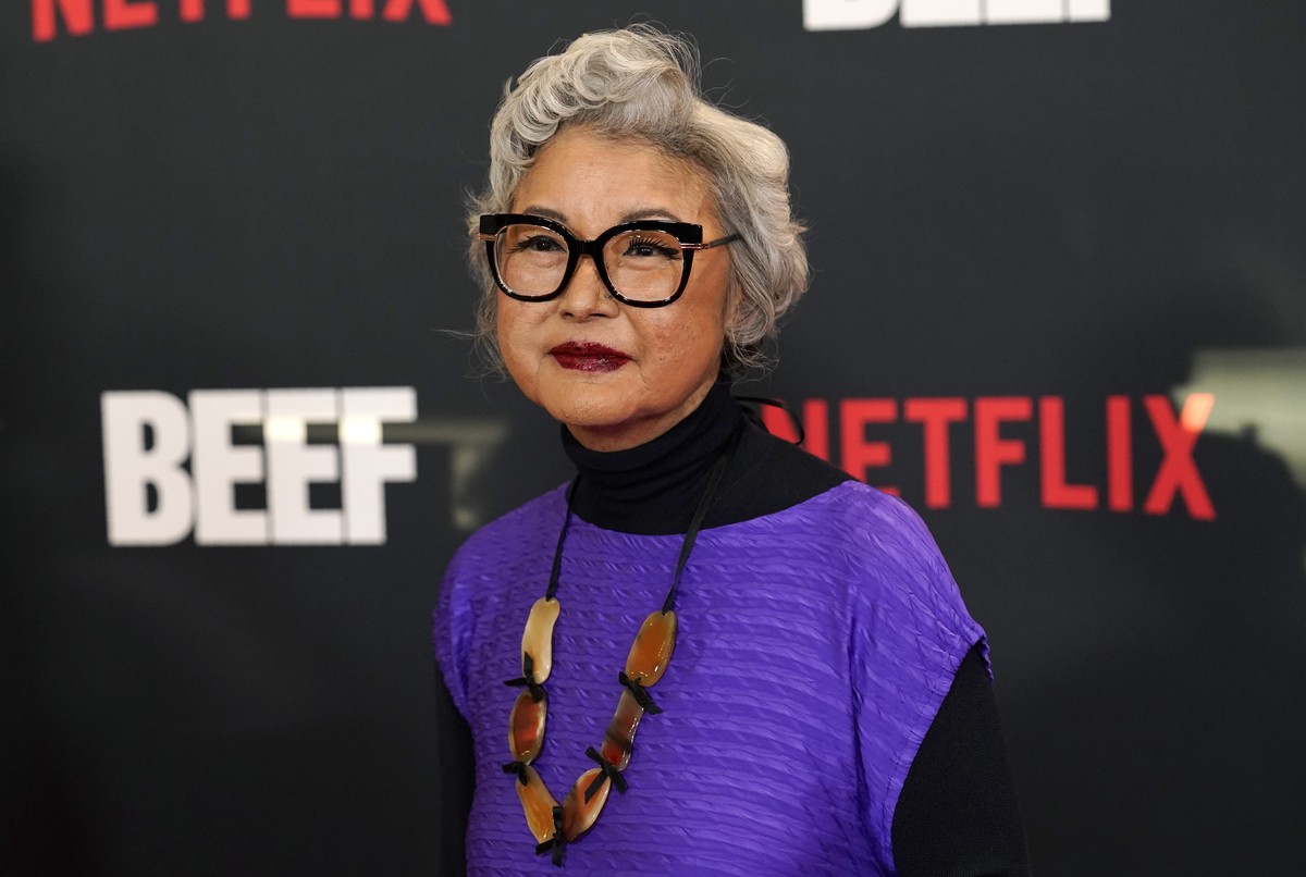 Patti Yasutake, a cast member in "Beef," poses at the premiere of the Netflix series Thursday, March 30, 2023, at Tudum Theatre in Los Angeles. (AP Photo/Chris Pizzello)
Patti Yasutake