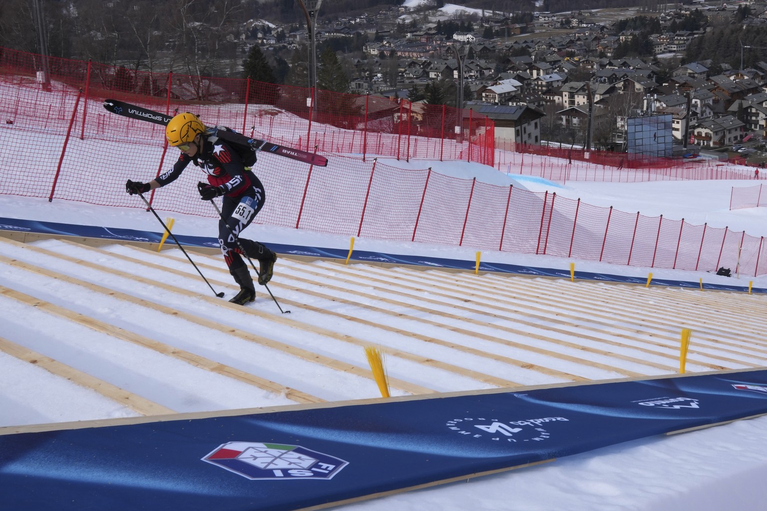 United States' Kelly Wolf competes during the women's mixed relay race at the Ski Mountaineering World Cup event in Bormio, Italy, Sunday, Feb. 23, 2025. (AP Photo/Antonio Calanni)
2026 Wint ...