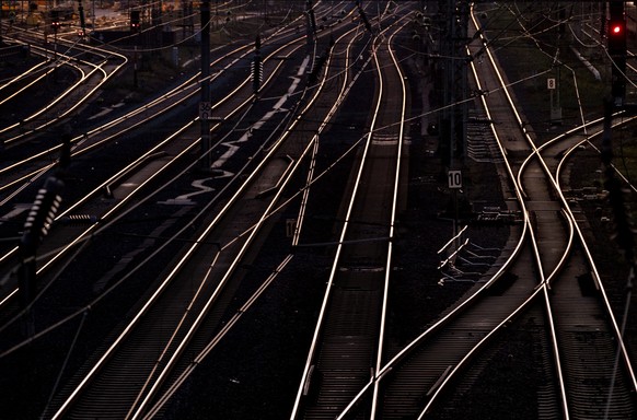 Empty rails are pictured outside the central train station in Frankfurt, Germany, Tuesday, Jan. 9, 2024. The German Train Drivers&#039; Union (GDL) will strike starting Wednesday in a bitter dispute w ...
