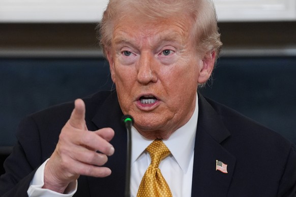 President Donald Trump speaks during a roundtable on criminal cartels in the State Dining Room of the White House, Thursday, Oct. 23, 2025, in Washington. (AP Photo/Evan Vucci)
Trump