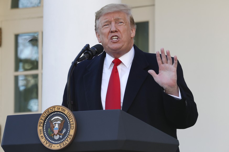 President Donald Trump speaks in the Rose Garden of the White House, Friday, Jan 25, 2019, in Washington. (AP Photo/Jacquelyn Martin)