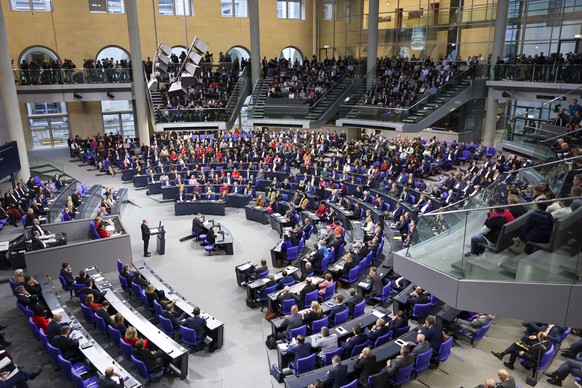 epa11780601 German Chancellor Olaf Scholz delivers a speech at the meeting of the German Bundestag on the vote of confidence in the Chancellor, in Berlin, Germany, 16 December 2024. Scholz has submitt ...