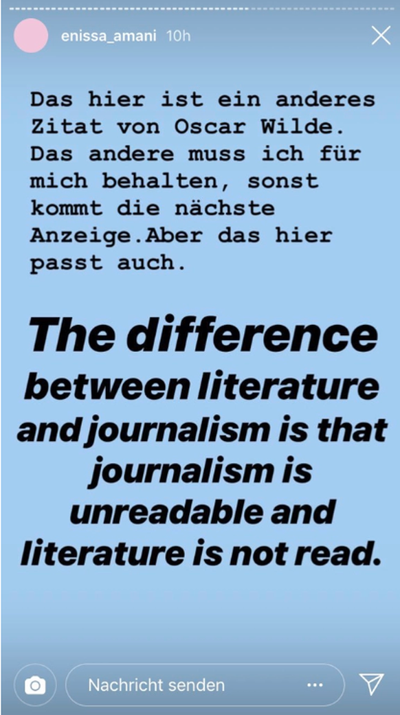 Enissa Amani scheint kein gutes Bild von Journalismus zu haben ...