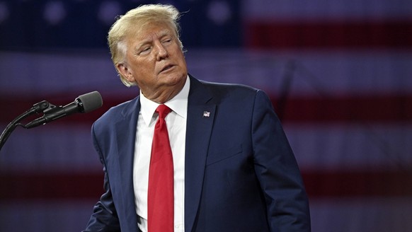 President Donald Trump speaking at the Conservative Political Action Conference CPAC22 in Orlando, Florida on Saturday, February 26, 2022. PUBLICATIONxINxGERxSUIxAUTxHUNxONLY ORP20220226099 JOExMARINO