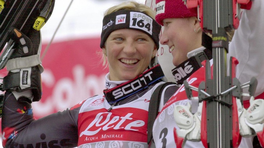 Zeitgleiche Siegerinnen: Marlies Oester (links) und die Amerikanerin Kristina Koznick am 20. Januar 2002.