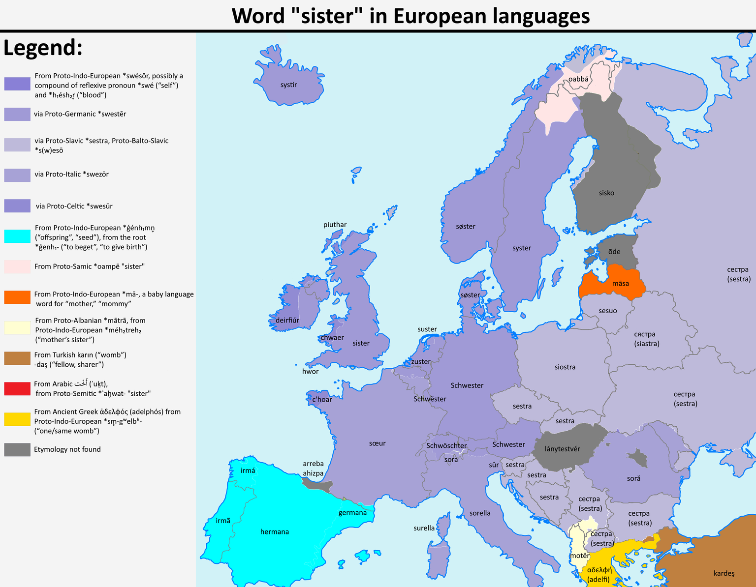 Von Schwöschter bis Sestra: Woher stammen die Wörter, die wir ständig verwenden? (Handy-Nutzer können die Grafik durch Antippen vergrössern.)