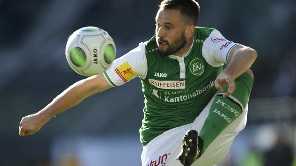 Der St. Galler Andreas Wittwer im Fussball Super League Spiel zwischen dem FC St. Gallen und dem FC Lausanne-Sport, am Sonntag, 22. Oktober 2017, im Kybunpark in St. Gallen. (KEYSTONE/Gian Ehrenzeller ...