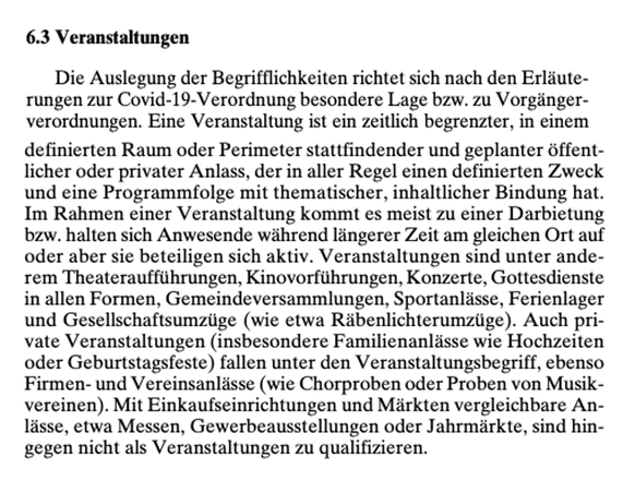 Auszug aus der Verordnung über Massnahmen zur Bekämpfung der Covid-19-Epidemie (vom 24. August 2020).