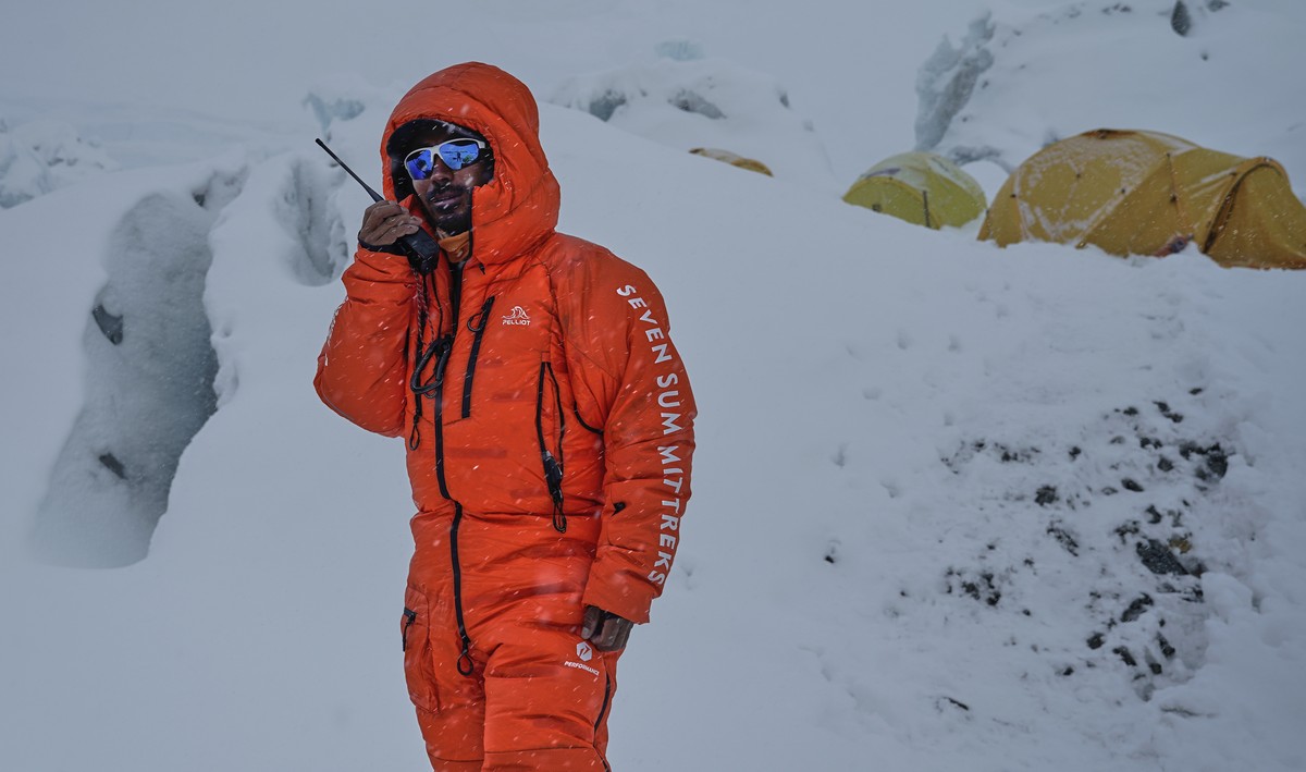 A mountain guide uses a radio at Camp 2 on the way to the summit of Mount Everest in Nepal, May 2, 2025. (AP Photo/Pasang Rinzee Sherpa)
Nepal Everest Photo Gallery