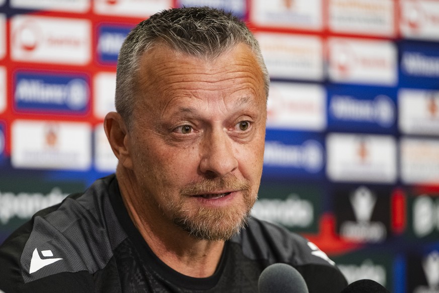 Slavisa Jokanovic, neuer Trainer FC Basel, spricht an einer Medienkonferenz am Dienstag, 29. September 2026 in Basel. (KEYSTONE/Michael Schmid)