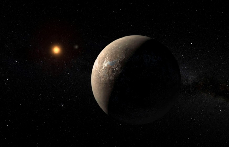 The planet Proxima b orbiting the red dwarf star Proxima Centauri, the closest star to our Solar System, is seen in an undated artist's impression released by the European Southern Observatory August  ...
