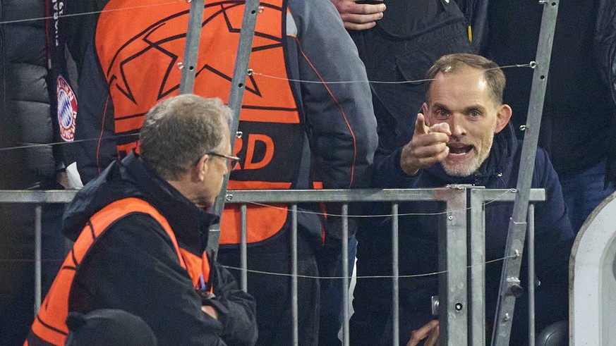 referee Clement Turpin, FRA shows red card to Trainer Thomas Tuchel FCB, team manager, headcoach, coach, in the quarter final match FC BAYERN MUENCHEN - MANCHESTER CITY of football UEFA Champions Leag ...