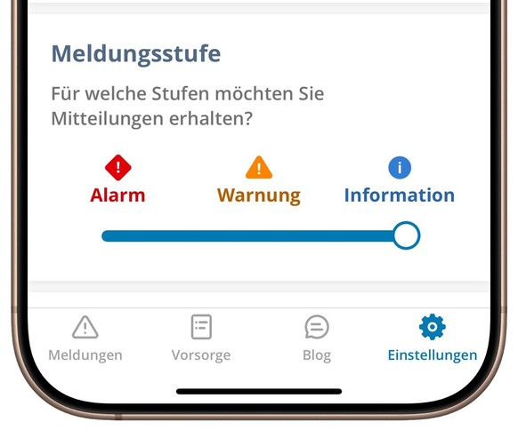 Alertswiss-App Einstellungen auf iPhone.