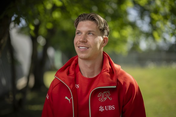Cedric Itten von der Schweizer Fussball Nationalmannschaft posiert fuer ein Portrait, aufgenommen beim WM26 Pre-Camp in St. Gallen am Dienstag, 26. Mai 2026. (KEYSTONE/Gian Ehrenzeller)