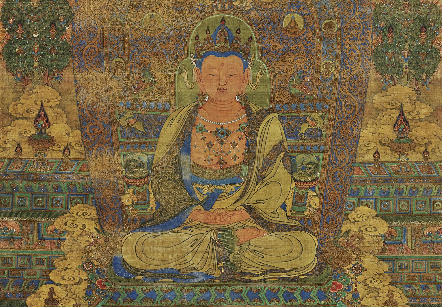 Eine Darstellung von Buddha aus der Ming-Dynastie, China, 15. Jahrhundert.