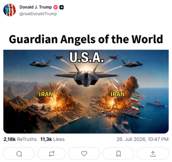 Trump Truthsocial Post: Kampfjets, Iran, Explosionen 2