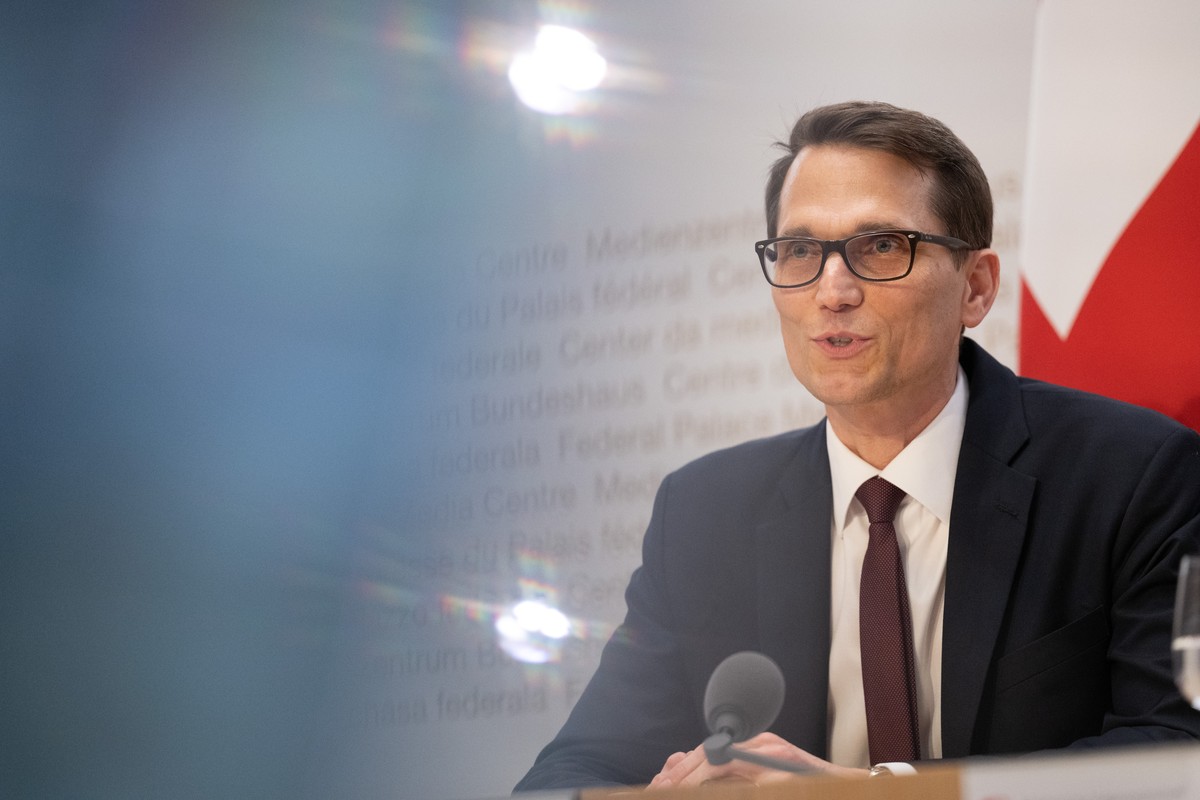 Martin Schlegel, Designierter Praesident des Direktoriums SNB, Nachfolger von Thomas Jordan, anlaesslich der Medienkonferenz des Bundesrates, am Mittwoch, 26. Juni 2024, im Medienzentrum Bundeshaus in ...