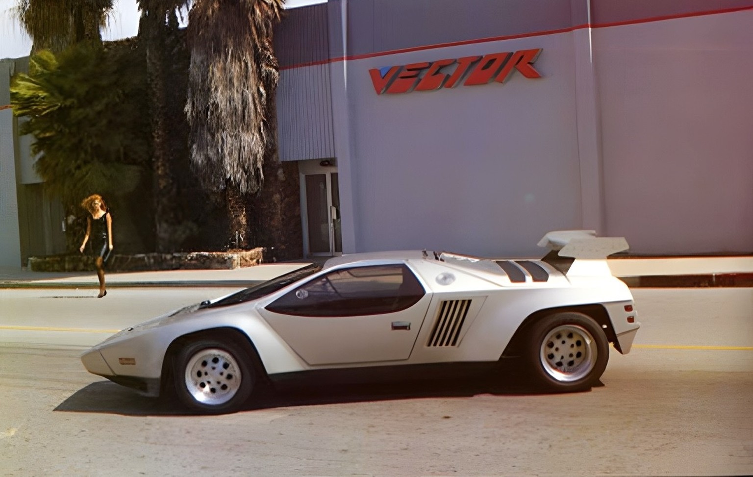Vector W2 Twin Turbo - 1993

https://en.wikipedia.org/wiki/Vector_W2#/media/File:VectorW2silver.jpg