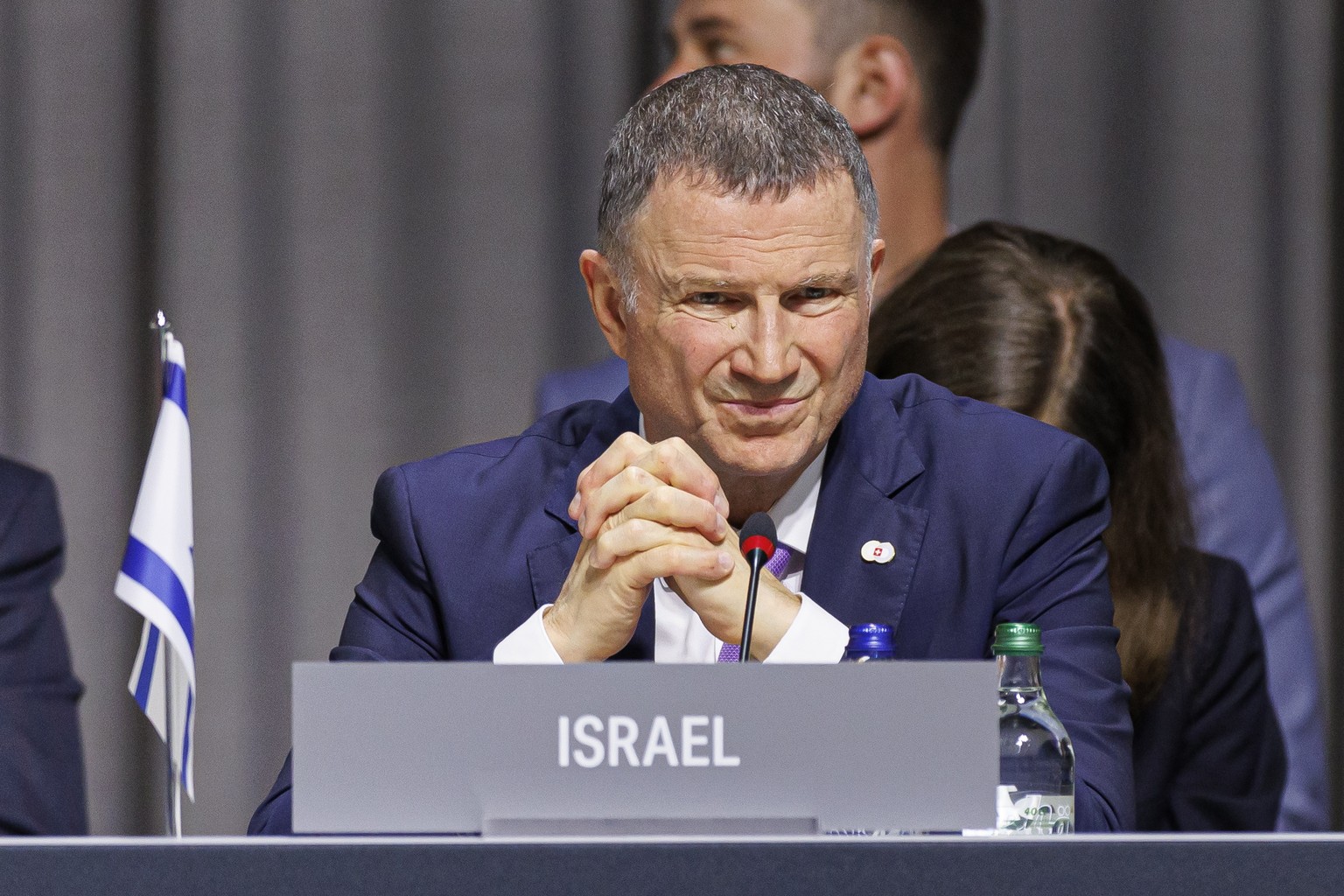 epa11413339 Member of the Knesset of Israel Yuli Yoel Edelstein attends the opening plenary session of the Summit on Peace in Ukraine, in Stansstad near Lucerne, Switzerland, 15 June 2024. Internation ...