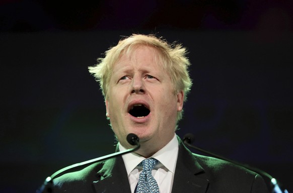 Former UK foreign secretary Boris Johnson speaks during a discussion on Brexit and the future challenges and opportunities, at the Pendulum Summit at the Dublin Convention Centre in Dublin, Thursday,  ...