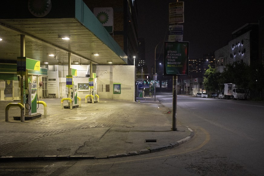 epa08938453 An empty garage with no vehicles or staff is seen quite and unused in downtown during national Level 3 lockdown due to the effects of the second wave of the Covid-19 Corona virus, South Af ...