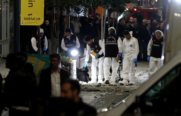The Turkish crime scene investigation team on the scene after the explosion.