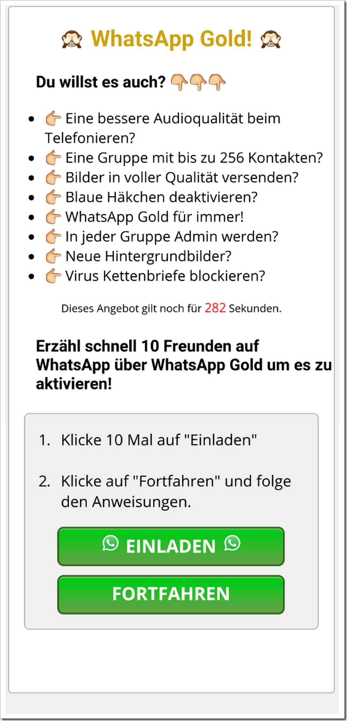 Ironischerweise soll «WhatsApp Gold» Virus-Kettenbriefe blockieren.